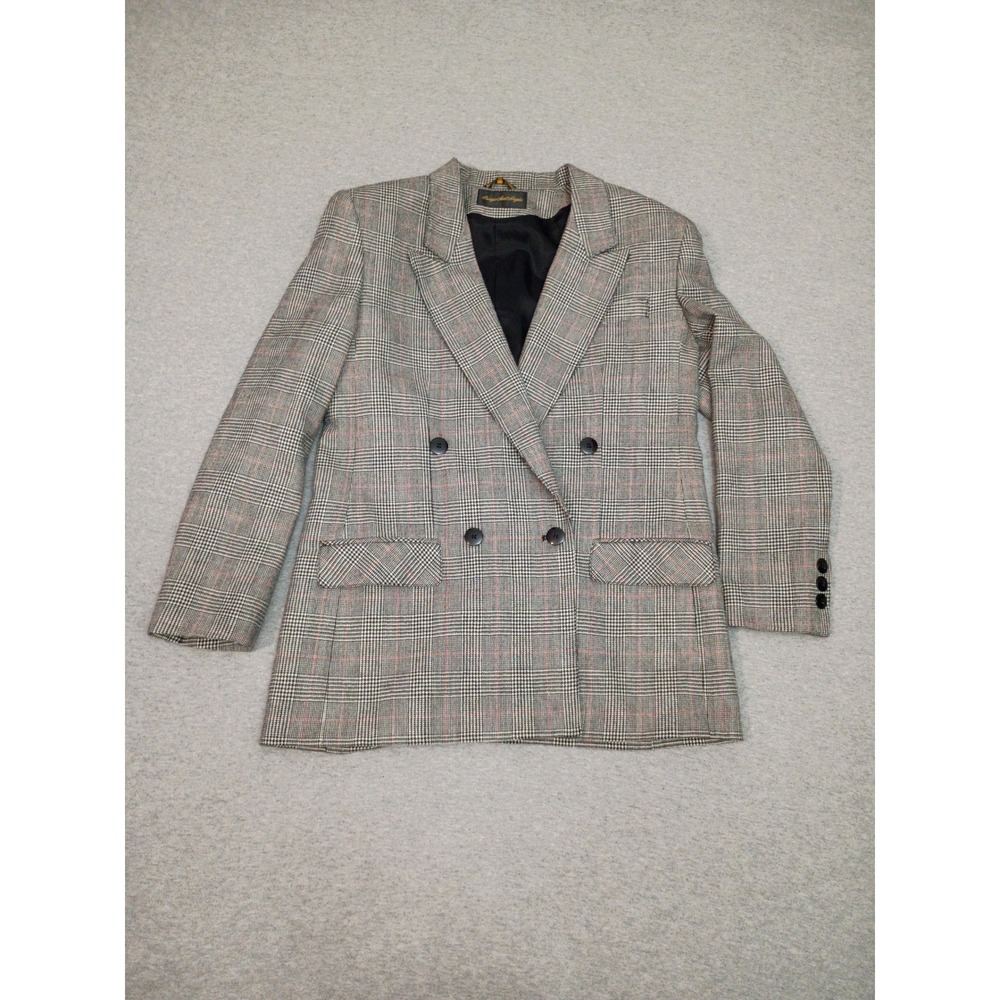 VTG 80s Giorgio Sant' Angelo Plaid 100% Wool Power Blazer Medium Dark Academia